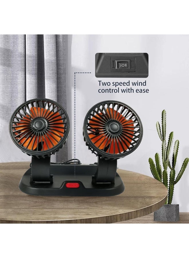 AGC Double-Headed Vehicle Fan, 360° Rotatable Dual Heads, Ultra Quiet, Strong Wind, Adjustable Speed, USB Powered, Ideal for Cars, Trucks, Office and Camping. - Image 5